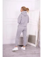 Teplá súprava s mikinou so zaväzovaním vpredu šedá