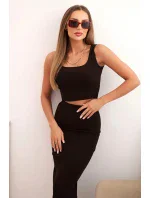 Dámsky top a vrúbkovaná sukňa hnedá Dámsky top a vrúbkovaná sukňa hnedá