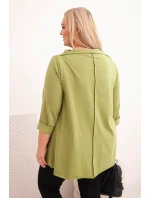 Dámska bavlnená blúzka s asymetrickými rukávmi v olivovej farbe Dámska bavlnená blúzka s asymetrickými rukávmi v olivovej farbe