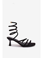 Dámské sandály na podpatku s pásky Černé model 22103012 - Boto