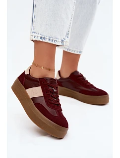 Dámske tenisky na platforme Big Star UU274013 Burgundy