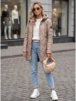 Kurtka damska przejściowa pikowana z kapturem beżowa model 22342134 - FashionStreet