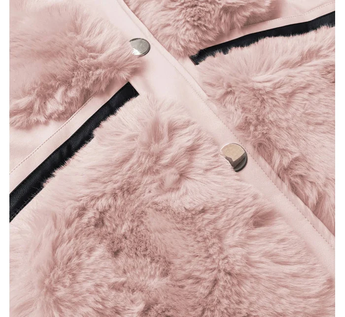 Lososová dámska vesta s kožušinkou (BR9593-12)