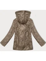 Tmavě béžová prošívaná dámská bunda s odepínací kapucí model 20829957 - S'WEST Tmavě béžová prošívaná dámská bunda s odepínací kapucí model 20829957 - S'WEST