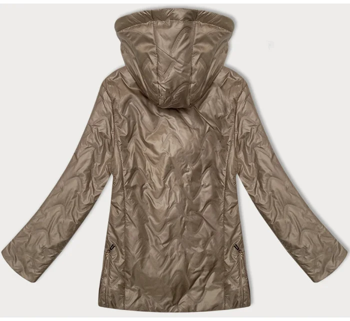 Tmavě béžová prošívaná dámská bunda s odepínací kapucí model 20829957 - S'WEST Tmavě béžová prošívaná dámská bunda s odepínací kapucí model 20829957 - S'WEST