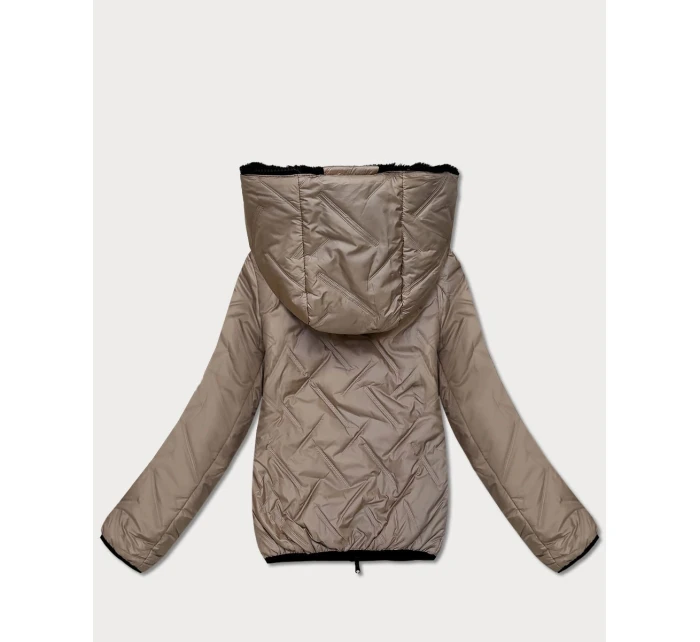 Béžovo-čierna obojstranná dámska prechodná bunda S'West (B8546-1201)