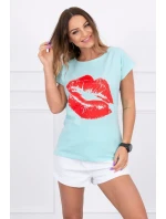 Mätová blúzka s potlačou pier