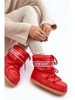 Damskie Wiązane Śniegowce Czerwone Soia