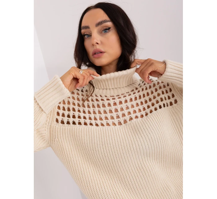 Sweter TO SW model 18959564 jasny beżowy - FPrice Sweter TO SW model 18959564 jasny beżowy - FPrice