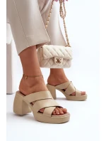 Kožené papuče Zazoo na béžovom bloku