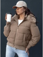 Dámská prošívaná zimní bunda s kožešinou camel Dstreet model 21979212 - FashionStreet