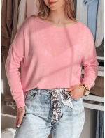 Dámský oversize hladký svetr růžový Dstreet model 21986079 - FashionStreet