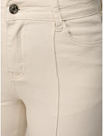 Dámske široké džínsy s vysokou sedmičkou béžové FashionStreet UY2944