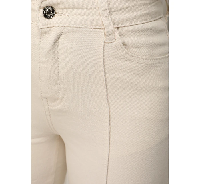 Dámske široké džínsy s vysokou sedmičkou béžové FashionStreet UY2944