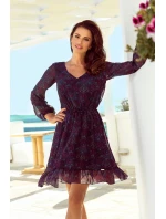 Bakara - vzdušné šifónové dámske šaty s dekoltom a so vzorom ružovo-svetlomodrých mandál 295-4 Bakara - vzdušné šifónové dámske šaty s dekoltom a so vzorom ružovo-svetlomodrých mandál 295-4