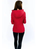 Červená bunda s asymetrickým zipsom (DL015)