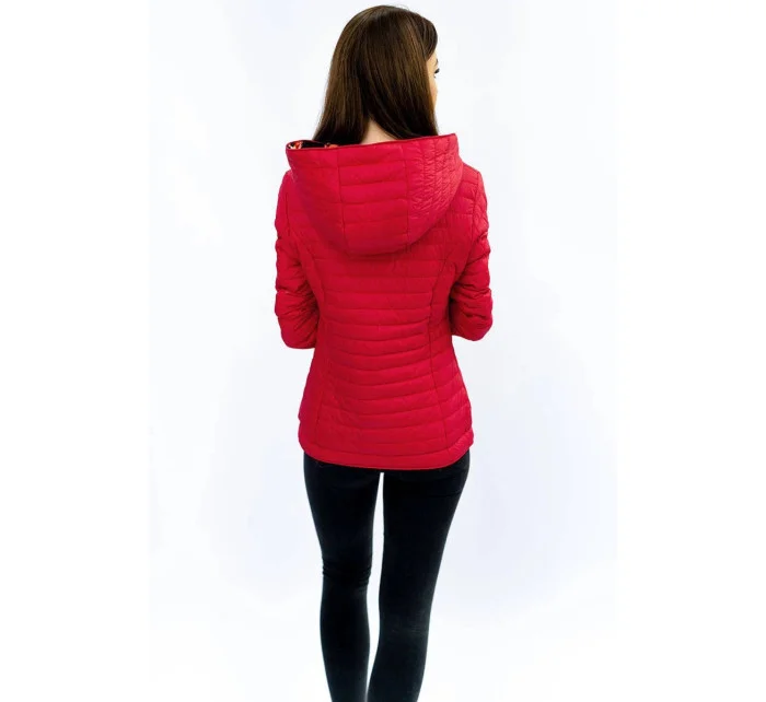 Červená bunda s asymetrickým zipsom (DL015)