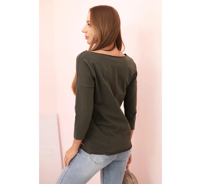 Dámska blúzka s lodičkovým výstrihom khaki