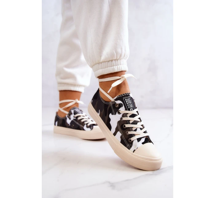 Damskie Materiałowe Trampki Moro BIG STAR JJ274237 Biało-Szare Damskie Materiałowe Trampki Moro BIG STAR JJ274237 Biało-Szare