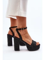 Džínové sandály na podpatku černé model 21649730 - Boto