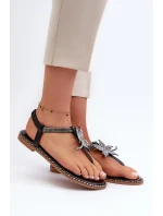 Dámské Ploché Sandály S Ozdobným Stříbrné model 21662044 - EVENTO Dámské Ploché Sandály S Ozdobným Stříbrné model 21662044 - EVENTO