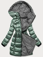 Dámska obojstranná bunda v zelenej metalíze (b8070-10)