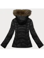 Černá prošívaná dámská bunda s kapucí pro přechodné období model 21247213 - Glakate