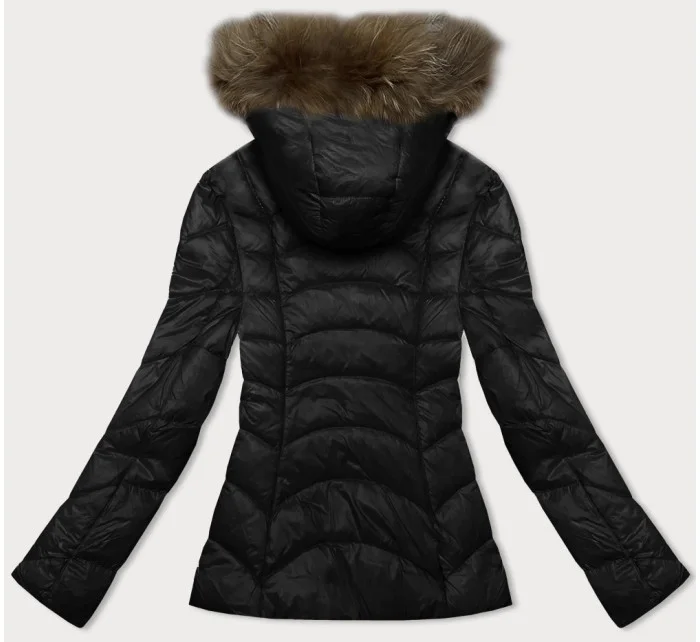 Černá prošívaná dámská bunda s kapucí pro přechodné období model 21247213 - Glakate