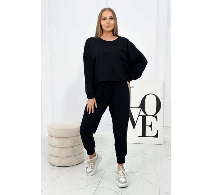 Set 2dielna mikina + nohavice Čierna