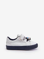 Dziecięce Sneakersy Trampki Z Przypinką Biało-Granatowe Pennyn