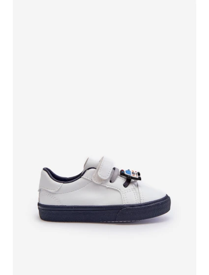 Dziecięce Sneakersy Trampki Z Przypinką Biało-Granatowe Pennyn