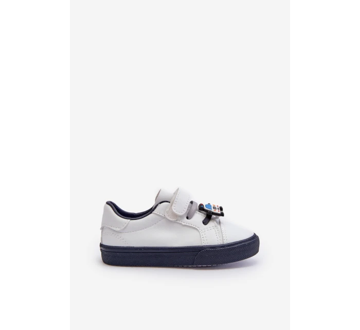 Dziecięce Sneakersy Trampki Z Przypinką Biało-Granatowe Pennyn