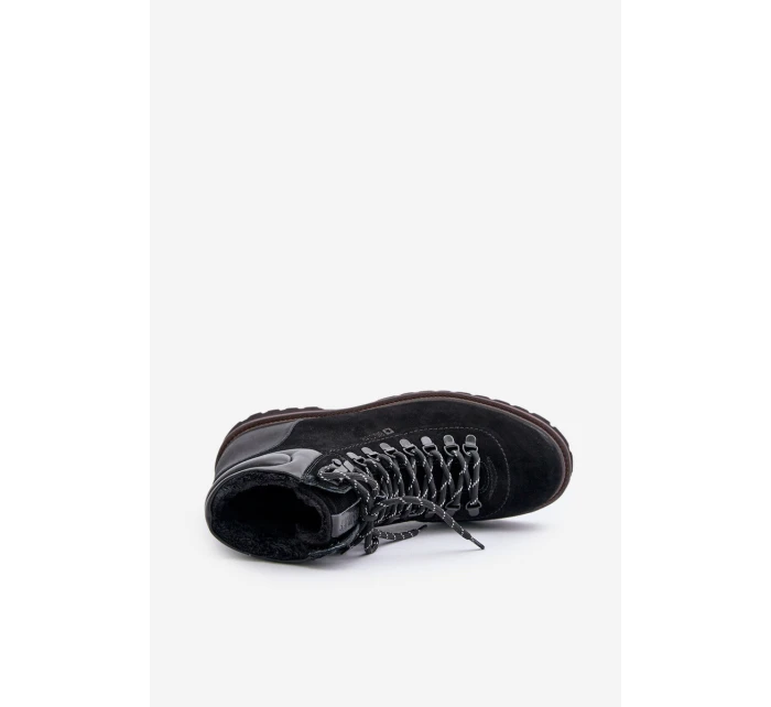 Zamszowe Ocieplane Botki Trapery Męskie Big Star OO174643 Hi-Poly System Czarne