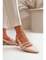 Lakierowane Baleriny Z Paskami Na Niskim Obcasie Beżowe Bialettia Lakierowane Baleriny Z Paskami Na Niskim Obcasie Beżowe Bialettia