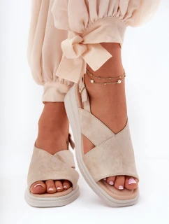 Dámské Sandály Na Klínu Z Eko Kůže Zlaté model 21692870 - Boto