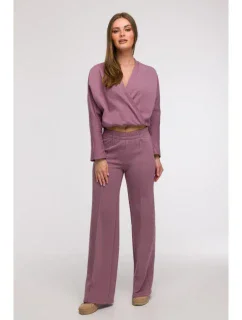 Kalhoty s širokými nohavicemi a předními  heather model 21047285 - BeWear