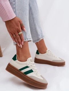 Dámske tenisky na platforme z ekokože - bielo-zelené Elaraven