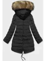 Čierna obojstranná dámska zimná bunda (2M-21508)