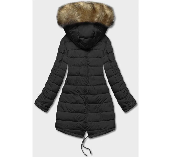 Čierna obojstranná dámska zimná bunda (2M-21508)