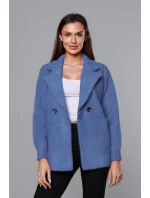 Krátký modrý přehoz přes oblečení typu alpaka model 18059129 - MADE IN ITALY Krátký modrý přehoz přes oblečení typu alpaka model 18059129 - MADE IN ITALY