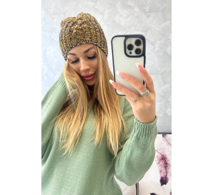 Veselá fleecová čiapka K225 black+mustard