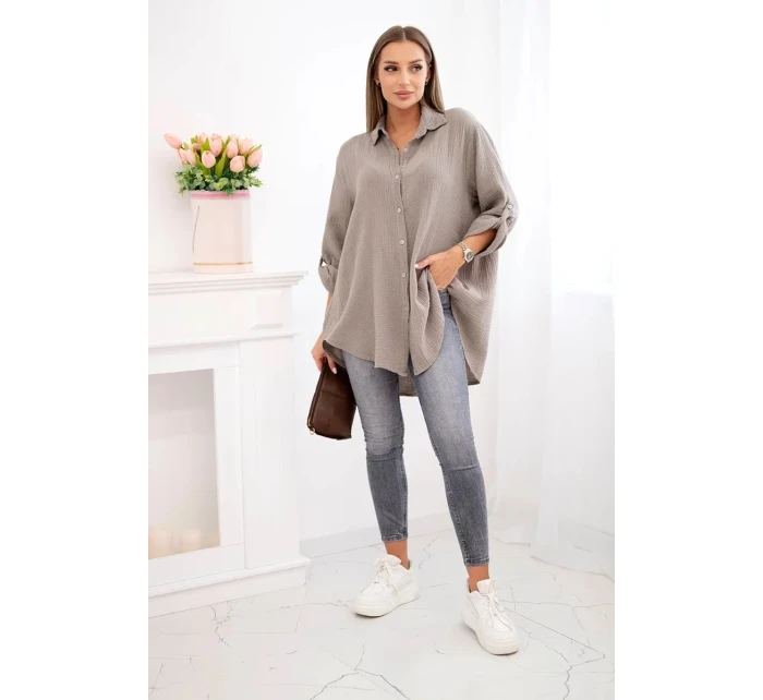 Bavlněná mušelínová košile Plus Size fango