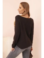 Dámsky viskózový sveter s výstrihom do V hnedý