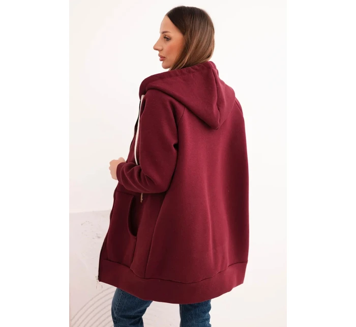 Dámska mikina s kapucňou so zipsom teplá bordová Dámska mikina s kapucňou so zipsom teplá bordová