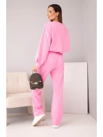 Dámská souprava máslová mikina s broží a kalhoty s model 21949310 nohavicí světle růžový - K-Fashion