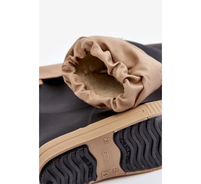 Dziecięce Kalosze Z Ocieplaczem Snow Wave Gokids 981 Czarno-Beżowe Dziecięce Kalosze Z Ocieplaczem Snow Wave Gokids 981 Czarno-Beżowe