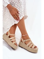 Sandały Damskie Z Paskami I Plecionką Beżowe Pardauss Sandały Damskie Z Paskami I Plecionką Beżowe Pardauss