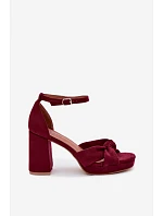 Dámské sandály na podpatku z imitace semiše bordové model 22107184 - Boto