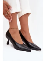 Dámske lakované lodičky na ihlovom podpätku Gavrielle - čierne Dámske lakované lodičky na ihlovom podpätku Gavrielle - čierne