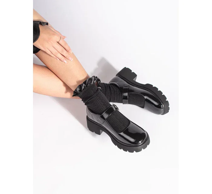 Praktické čierne dámske mokasíny na platforme Praktické čierne dámske mokasíny na platforme